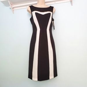 David Meister Black & White Striped Sheath Dress - SZ 6 NWT
